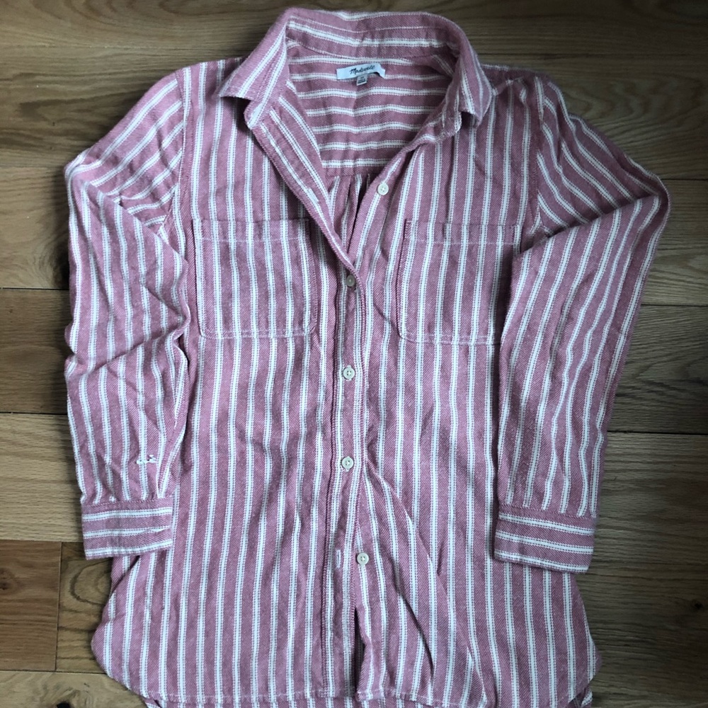 Madewell Pink Striped Flannel